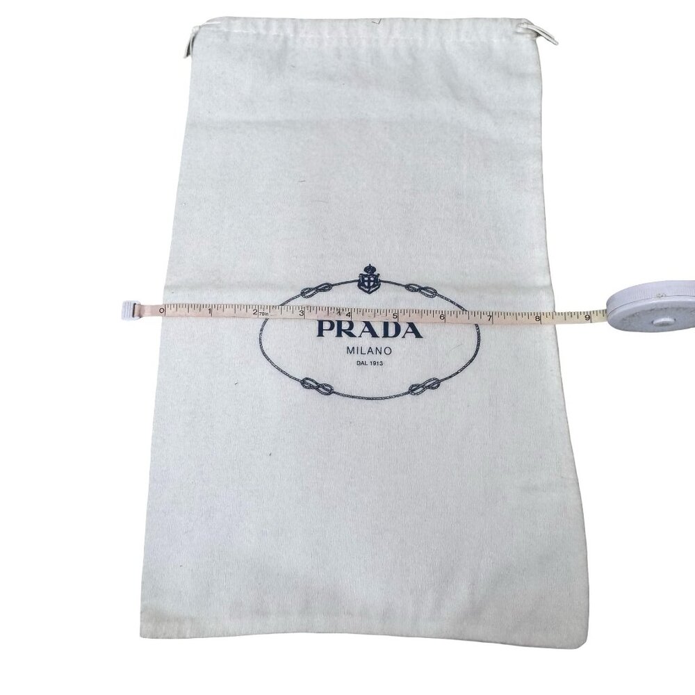 Prada Milano White Drawstring Dust Bag 13.5”x8.5” Cotton Blend Handbags Or Shoes - Picture 6 of 7